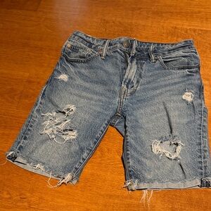 American Eagle Outfitters Blue Distressed Jean Shorts